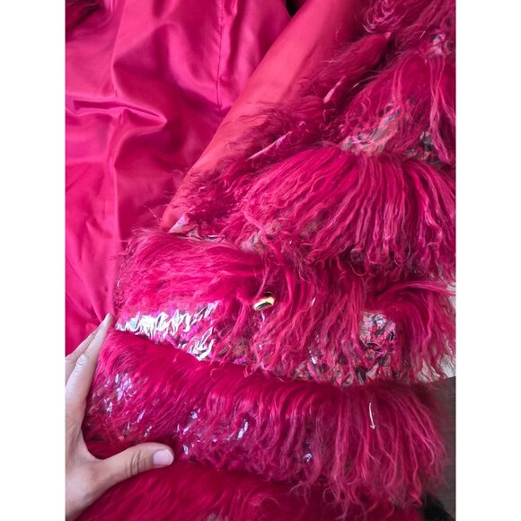 Antique France unique sheep alpaca ? coat fashion runway unique jacket women's M - Picture 9 of 12